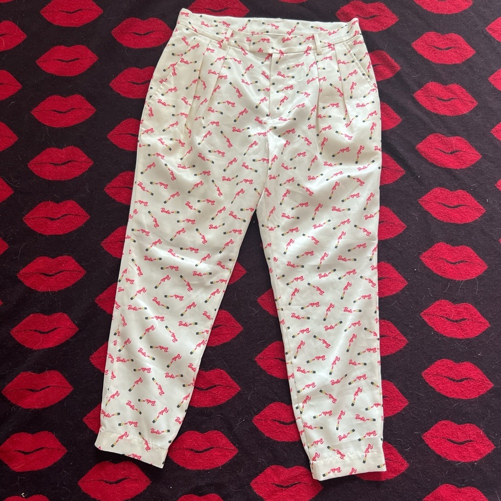 Barbie Japan lipstick pink white high waisted pants M
